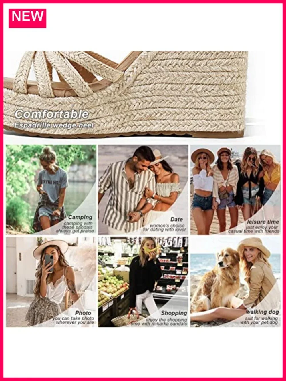 Woven Espadrille Wedge Sandals with Adjustable Buckle Strap and Cushioned Insole
